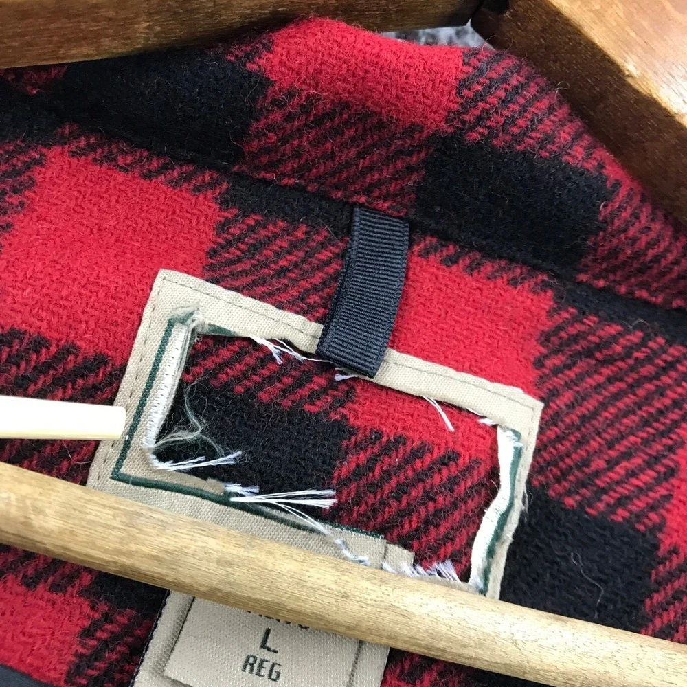 LL Bean Jacket Mens L Red Black Maine Guide Wool Shirt Jac Buffalo Plaid NEW
